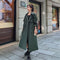 Abrigo Retro Largo Holgado Verde Militar Gabardina Doble Botonadura