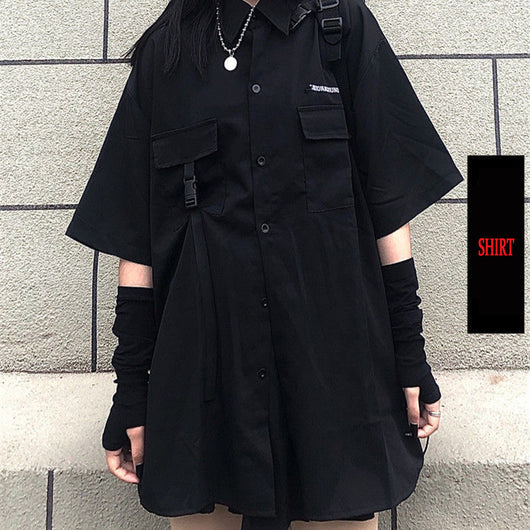 Camisa Oversized de Líneas Oscuras para Mujer - Estilo Boyfriend Atemporal