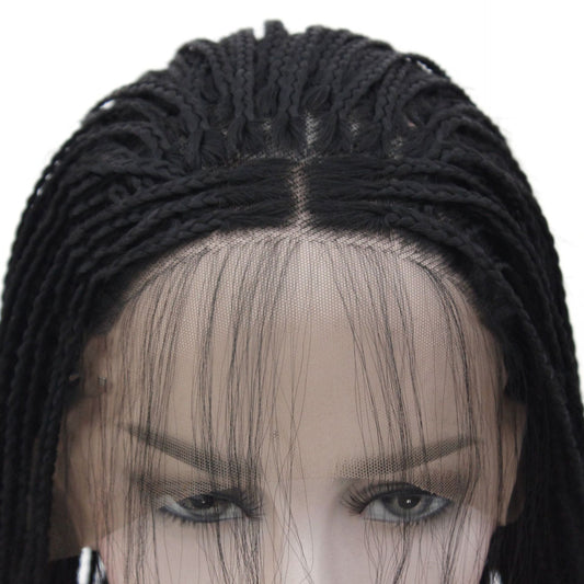 Peluca de Fibra Sintética con Encaje Frontal y Trenzas Gemelas - Image 2