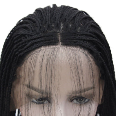 Peluca de Fibra Sintética con Encaje Frontal y Trenzas Gemelas - Image 2