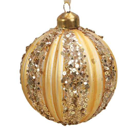 Bola de Navidad de Vidrio con Franjas Verdes y Textura Aterciopelada - Image 5