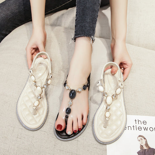 Chanclas Planas con Strass Estilo Romano Talla Grande - Image 3