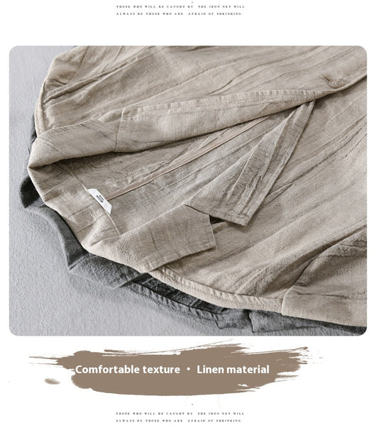 Camisa Suelta de Lino para Hombre - Diseño Minimalista y Versátil - Image 9