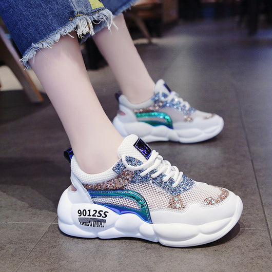 Zapatos Deportivos Papá Respirable con Lentejuelas y Strass Hueco - Image 9