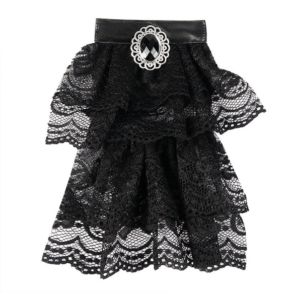 Camisa Vintage con Encaje Bordado Negro y Detalle de Moño