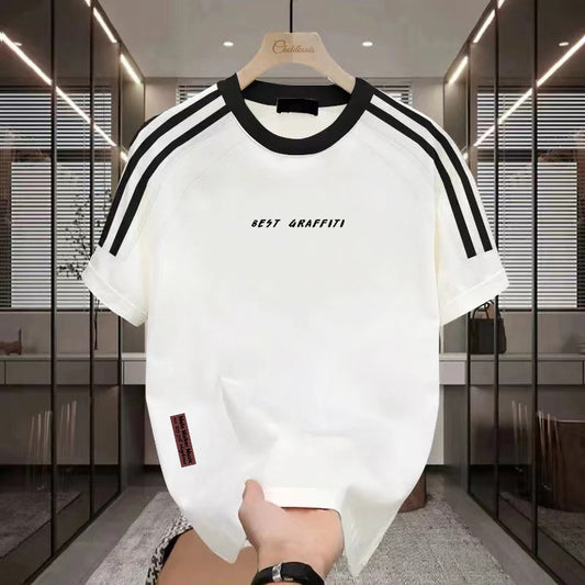 Camiseta Manga Corta de Algodón Pesado para Hombre - Verano