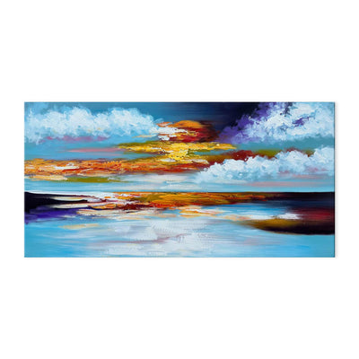 Cuadro Abstracto Moderno Pintura al Óleo Atardecer Marina Decoración Pared Hecho a Mano - Image 5
