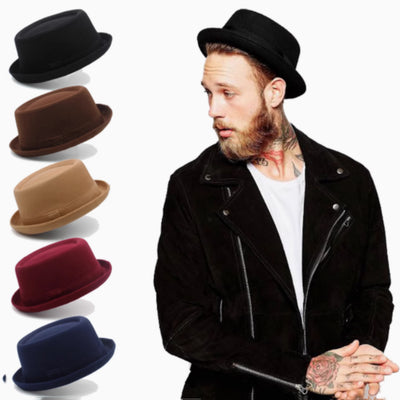 Sombrero Fedora Retro Ajustable de Ala Plana para Hombre