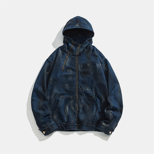 Chaqueta Denim con Capucha Estilo Splash Ink para Hombre - Image 6
