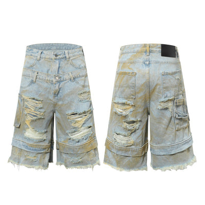Pantalones Cortos Denim Estampado Holgados para Hombre - Image 9