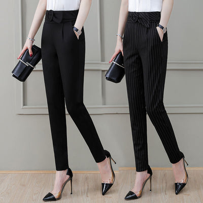 Pantalones Harem Profesionales de Rayas Delgadas con Estiramiento - Image 12
