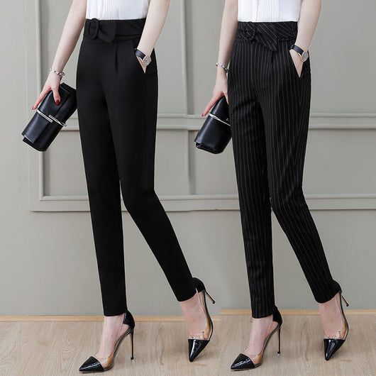 Pantalones Harem Profesionales de Rayas Delgadas con Estiramiento - Image 12