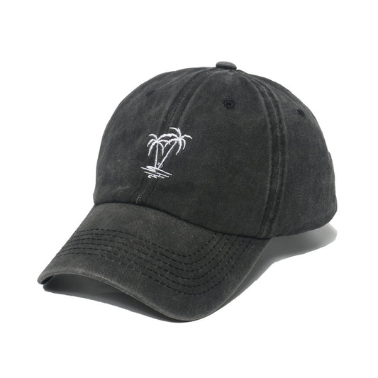 Gorra Vaquera Desgastada con Estampado de Coco y Palmera