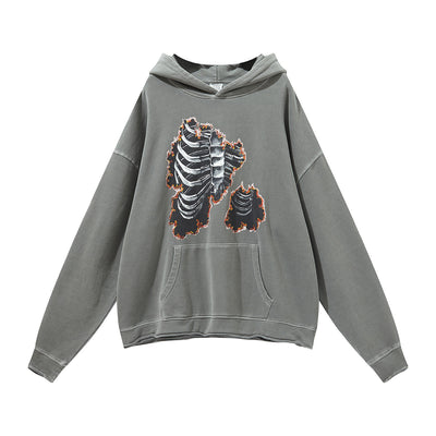 Sudadera con Capucha Estampado Calavera y Huesos Diseño Oversize - Image 17