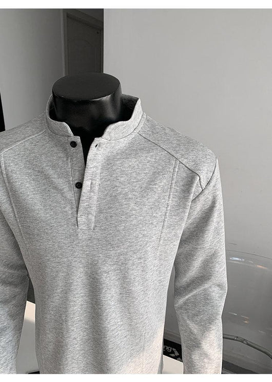 Suéter Polo de Cuello Alto con Parches y Manga Larga para Hombre - Image 11