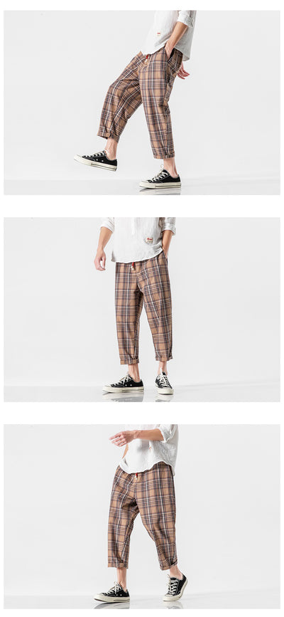 Pantalones Casuales a Cuadros Estilo Asiático con Detalles Desgastados - Image 15
