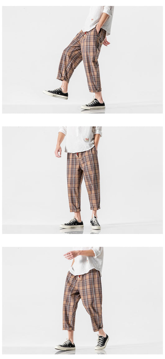 Pantalones Casuales a Cuadros Estilo Asiático con Detalles Desgastados - Image 15