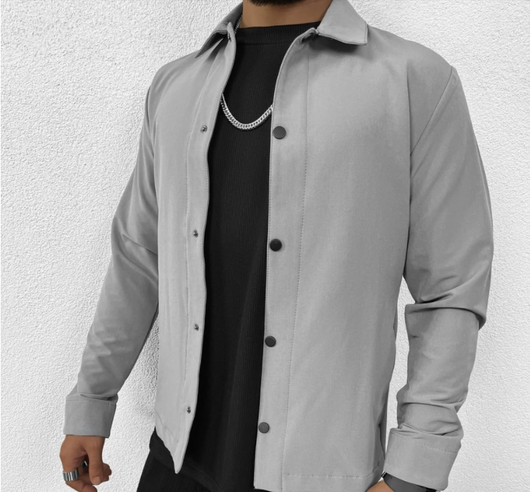 Camisa Manga Larga con Cuello Contrastante para Hombre - Image 11