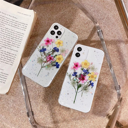 Funda Transparente para Celular con Flores Secas y Adhesivo de Gel Suave - Image 11