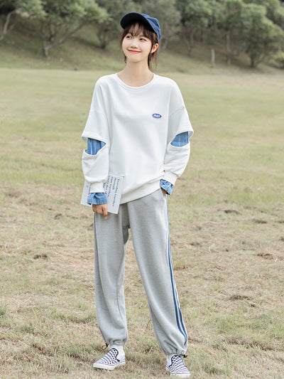 Sudadera Coreana Suelta con Capucha y Cuello Redondo - Primavera