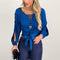 Blusa de Encaje Calado Azul para Mujer