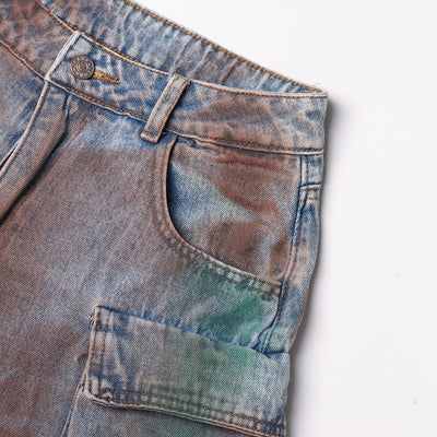 Jeans Vintage Patchwork de Cintura Alta y Pierna Ancha con Efecto Desgastado - Image 18