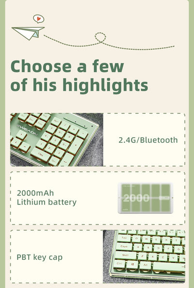 Kit Teclado y Ratón Inalámbrico Mecánico Bluetooth - Diseño Elegante para Oficina - Image 37