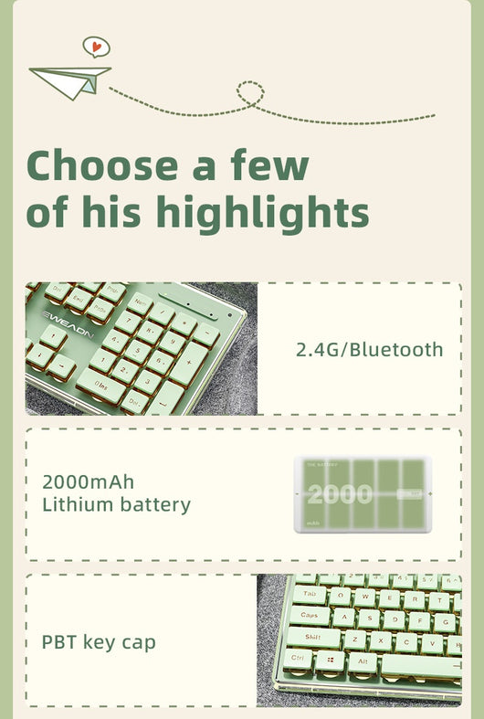 Kit Teclado y Ratón Inalámbrico Mecánico Bluetooth - Diseño Elegante para Oficina - Image 37