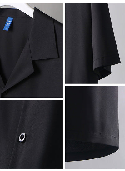 Camisa Suelta de Seda Helada Drapeada para Hombre - Image 19