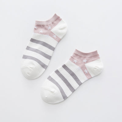 Calcetines Invisibles de Algodón Transpirable con Diseño Rayas Estrellas - Image 22
