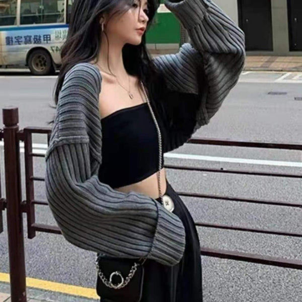 Cardigan Tejido Corto para Otoño e Invierno - Suéter Elegante para Mujer