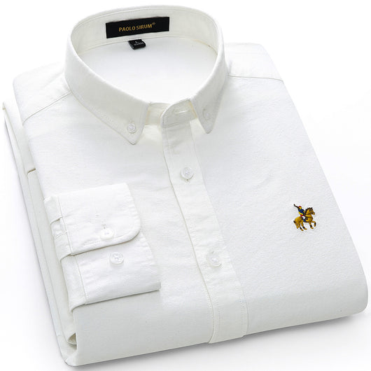 Camisa Oxford de Algodón con Bordado para Hombre - Manga Larga Talle Europeo - Image 14