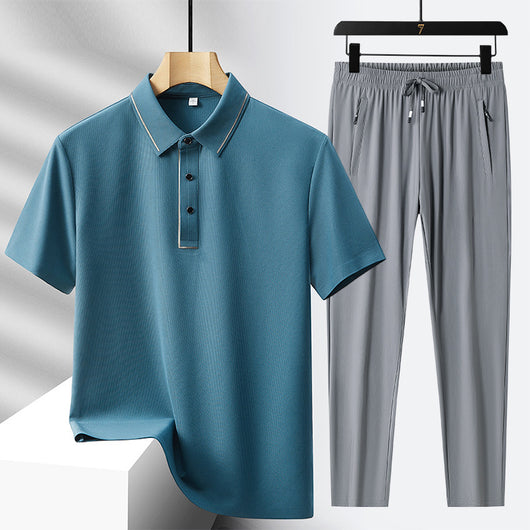 Conjunto Deportivo Polo y Pantalón Ice Silk sin Costuras - Lujo Ligero - Image 12