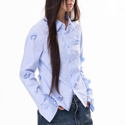 Camisa Rayada de Algodón Manga Larga para Mujer - Corte Versátil - Image 10