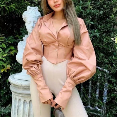 Blusa Ejecutiva con Cintura Anudada y Mangas Globo - Image 10