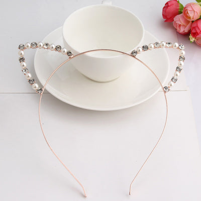 Diadema de Orejas de Gato con Perlas y Diamantes - Image 2