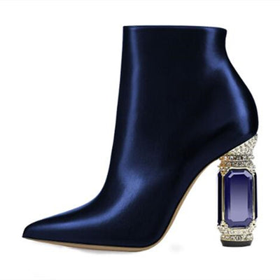 Botas Cortas de Tacón con Strass y Cierre Lateral para Mujer - Image 3
