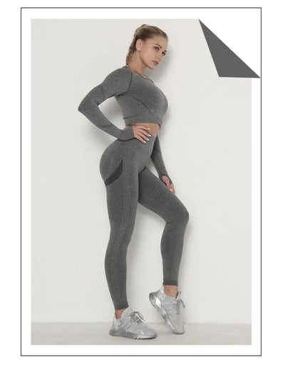 Traje de Yoga Largo Ajustado de Cintura Alta con Manga Larga - Image 44