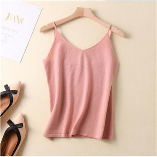 Camiseta Escotada V Suéter Tejido Suelto para Primavera y Verano - Image 6