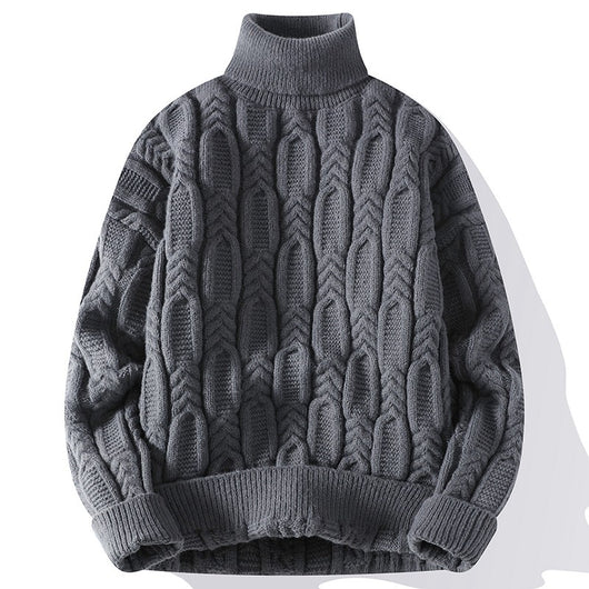 Suéter de Cuello Alto Trenzado para Hombre - Abrigo Casual y Cálido - Image 4
