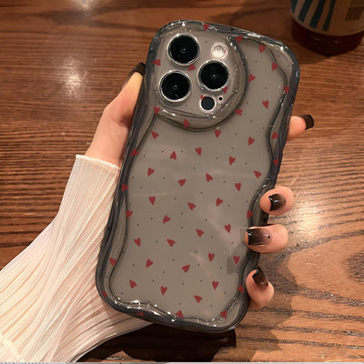 Funda para Celular con Patrón de Corazones Pintados en Crema - Image 3