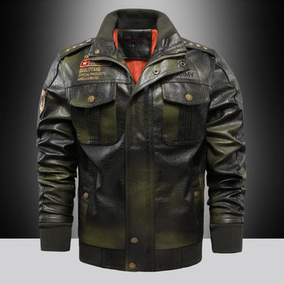 Chaqueta de Cuero para Hombre Cuello Alto Ajustada - Image 4