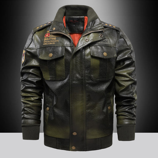 Chaqueta de Cuero para Hombre Cuello Alto Ajustada - Image 4