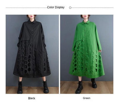 Abrigo Tipo Trench Casual Artístico Largo Holgado - Image 10