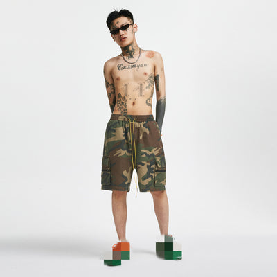 Shorts Cargo Camuflaje Vintage con Cierre - Estilo Casual Moderno para Hombre - Image 8