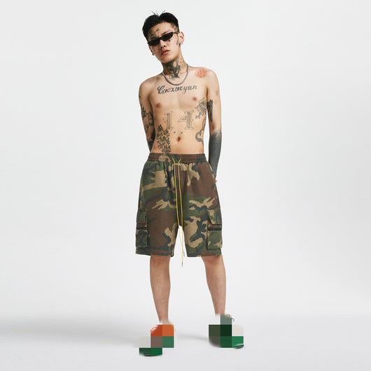 Shorts Cargo Camuflaje Vintage con Cierre - Estilo Casual Moderno para Hombre - Image 8