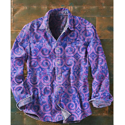 Camisa Manga Larga con Bloques de Color Estampada para Hombre - Image 3