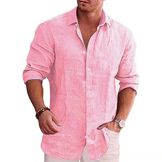 Camisa de Algodón y Lino Clásica con Cuello Solapa - Ajuste Regular - Image 6