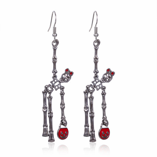 Set de Joyería Halloween: Aretes y Collar Esqueleto Retro Personalidad