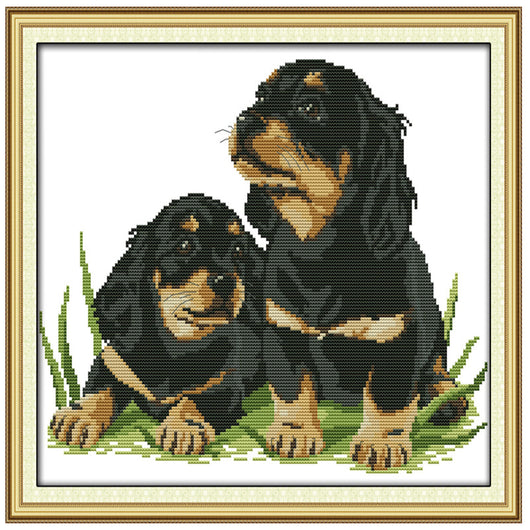 Lienzo de Punto de Cruz Dos Cachorros Bordado - Image 9